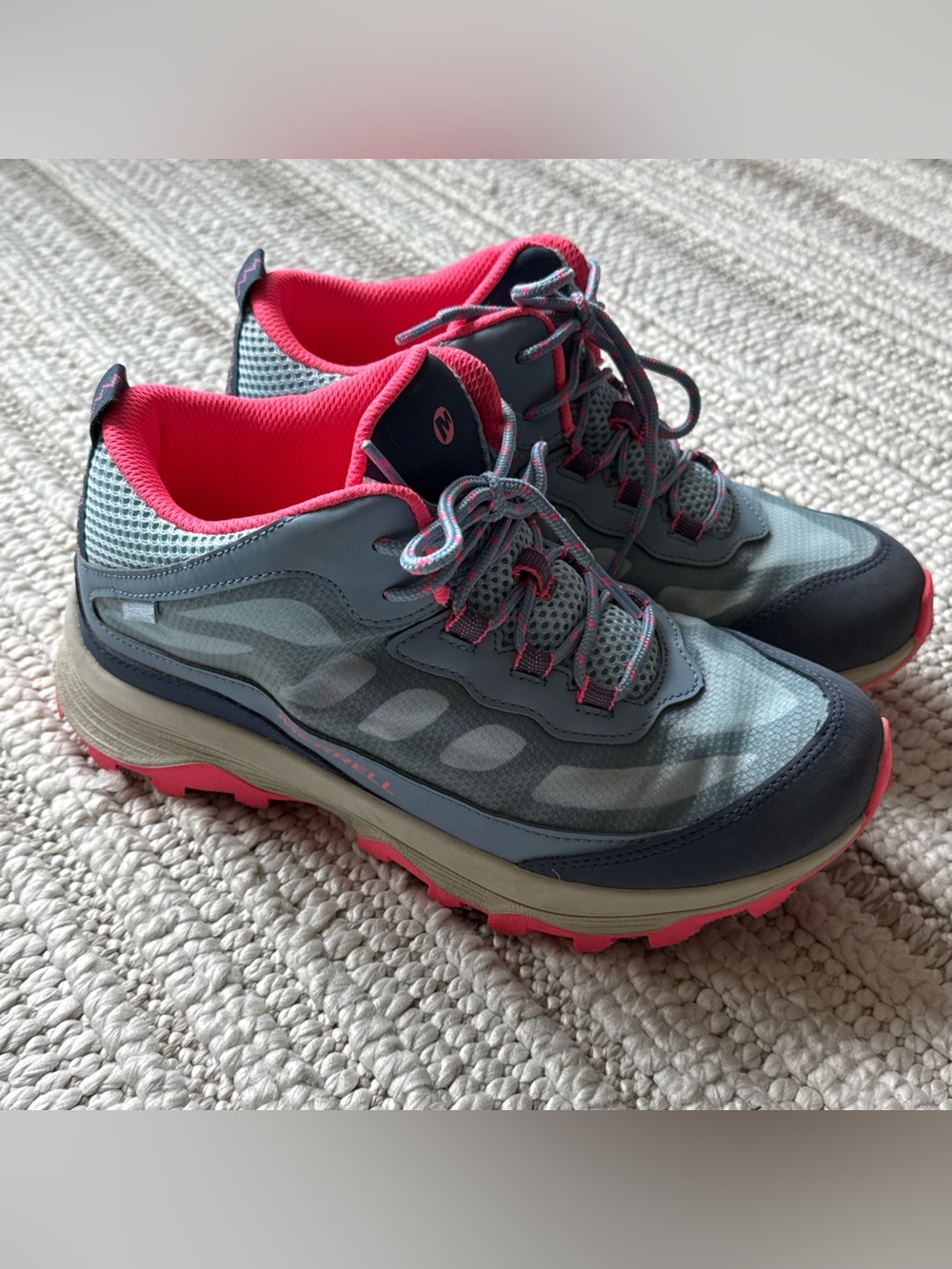 Merrell Big Kids Moab Speed Mid Size 6m Dusty Blue/Coral Shoes MK165213